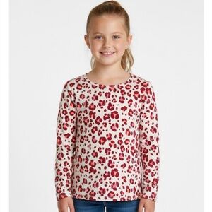 CAT & JACK Pullover Leopard Print Top, Girls XL, Pink Red Cream